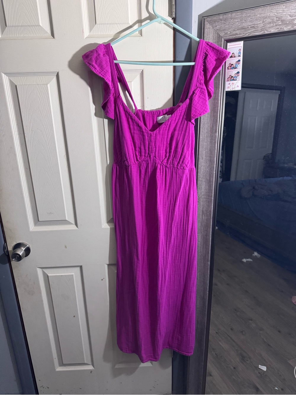 Time and Tru Bright Magenta Ruffle Strap Maxi Dress